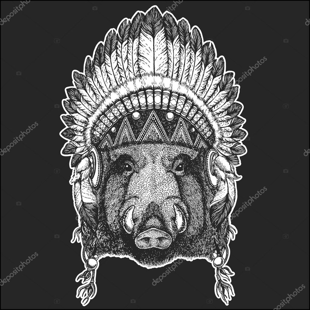 Aper, boar, hog, wild boaraper, boar, hog, wild boar Hand drawn image for t-shirt,  tattoo emblem badge logo patch