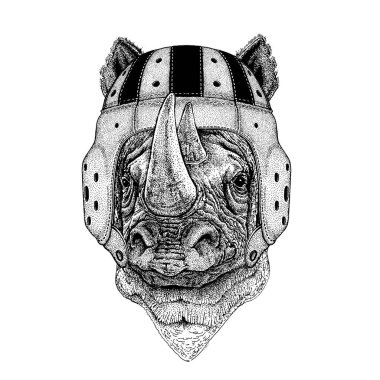 Rugby kask aşırı spor oyunu giyen serin hayvan