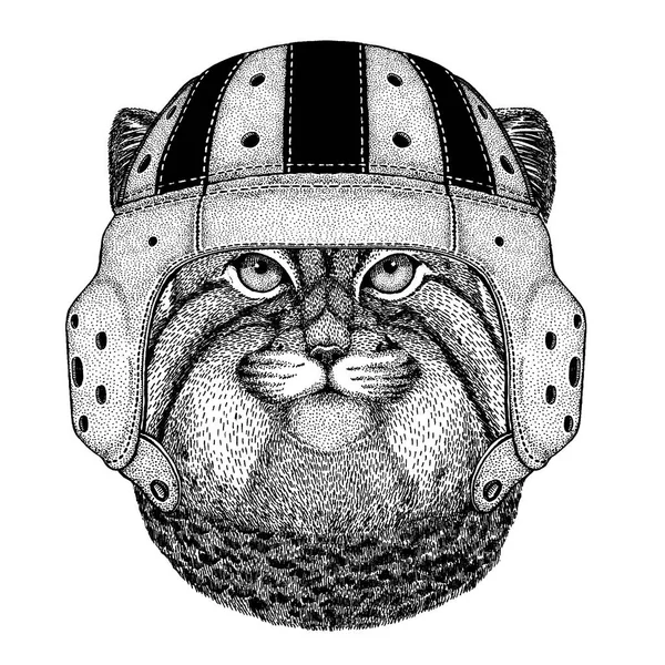 Cool zvíře nosit rugby helma extrémní sportovní hra — Stockový vektor