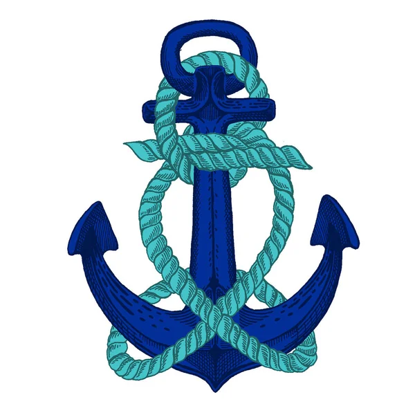 Kotwica w wektor. Morze, ocean, żeglarz znak. Ręcznie rysowane vintage ilustracji logo, odznaka, t-shirt, godło. — Wektor stockowy
