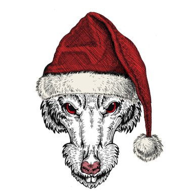 Noel Baba şapkası takan vahşi bir fare. Geleneksel Noel başlıklı bir hayvan. Çin 'in mutlu yeni yılı 2020.