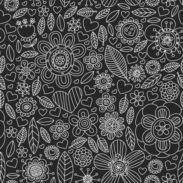 Nahtloses Muster mit Blumen für den 8. März Doodle-Vektor-Symbole für Frauen. — Stockvektor