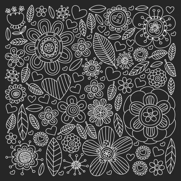 Flowers March 8. Doodle pattern. Vector icons for women. — Stock Vector