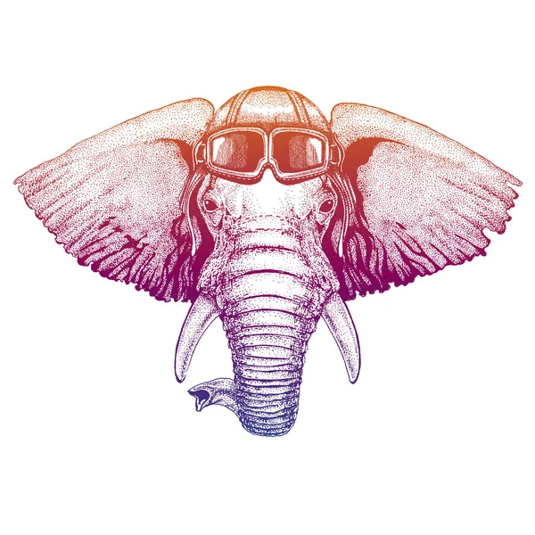 Elefante africano ou indiano ilustração desenhada à mão para tatuagem, emblema, crachá, logotipo, remendo, t-shirt —  Vetores de Stock