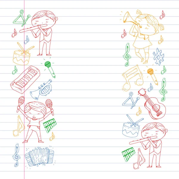 Fond musical pour motifs. Illustration vectorielle avec instruments de musique . — Image vectorielle