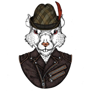 Vahşi fare portresi. Tirol şapka. Çin 'in mutlu yeni yılı 2020.