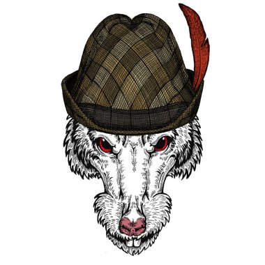 Vahşi fare portresi. Tirol şapka. Çin 'in mutlu yeni yılı 2020.