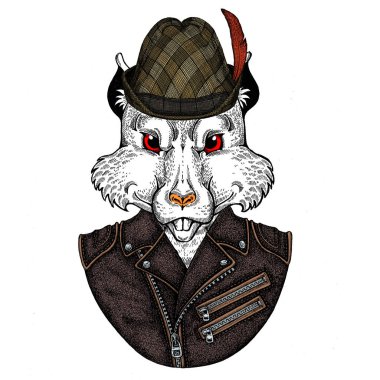 Vahşi fare portresi. Tirol şapka. Çin 'in mutlu yeni yılı 2020.