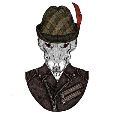 Vahşi fare portresi. Tirol şapka. Çin 'in mutlu yeni yılı 2020.