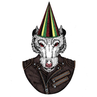 Doğum günü şapkası, külah, şapka takan vahşi fare portresi. Çin 'in mutlu yeni yılı 2020.