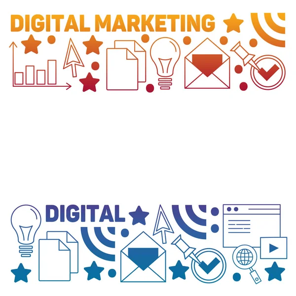 Patrón de marketing digital con iconos vectoriales. Gestión, puesta en marcha, negocios, tecnología de Internet . — Archivo Imágenes Vectoriales