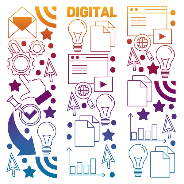 Digital marketing pattern with vector icons. Management, start up, business, internet technology. — Stock Vector
