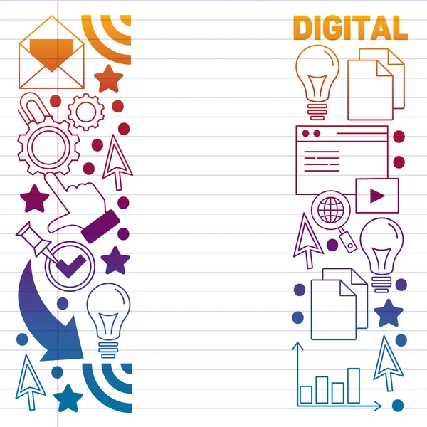 Цифровий маркетинг з векторними піктограмами. Менеджмент, стартап, бізнес, інтернет-технології . — стоковий вектор