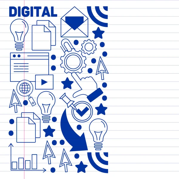 Modèle de marketing numérique avec des icônes vectorielles. Gestion, démarrage, entreprise, technologie Internet . — Image vectorielle