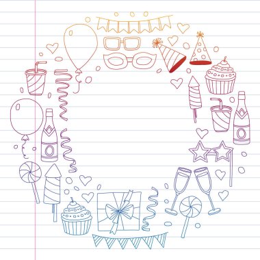 Vektör desen ile yıllar kutsal kişilerin resmi. Tatil ve kutlama.