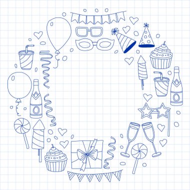 Vektör desen ile yıllar kutsal kişilerin resmi. Tatil ve kutlama.