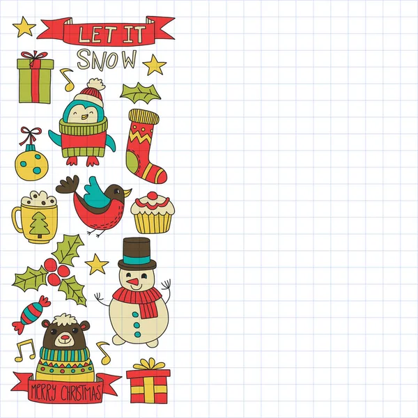 Elemento de Natal em doodle crianças desenho estilo. Padrão vetorial . — Vetor de Stock