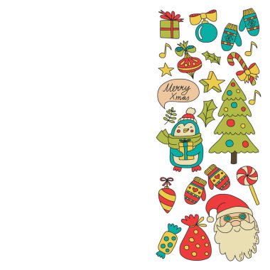 Noel öğe çizim stili doodle Kids. Vektör desen.