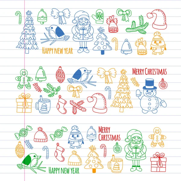 Elemento de Natal em doodle crianças desenho estilo. Padrão vetorial . — Vetor de Stock