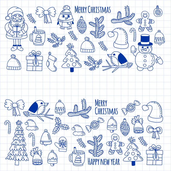 Elemento de Natal em doodle crianças desenho estilo. Padrão vetorial . — Vetor de Stock