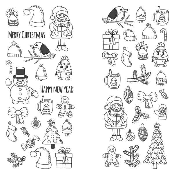 Elemento de Natal em doodle crianças desenho estilo. Padrão vetorial . — Vetor de Stock