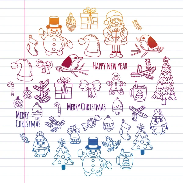 Noel öğe çizim stili doodle Kids. Vektör desen. — Stok Vektör