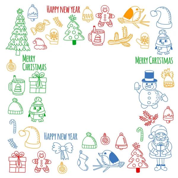 Elemento de Natal em doodle crianças desenho estilo. Padrão vetorial . — Vetor de Stock