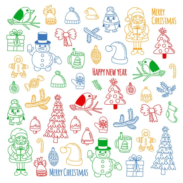 Elemento de Natal em doodle crianças desenho estilo. Padrão vetorial . — Vetor de Stock