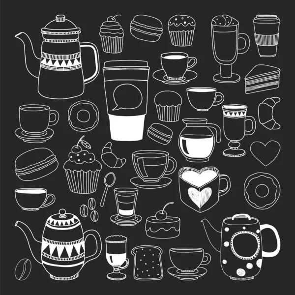 Kaffee-Menü. Vektormuster mit Cappuccino, Espresso. Küche, Kochen, Getränke. — Stockvektor