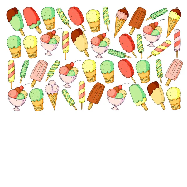 Collection of vector ice creams. Pattern for banners, posters — Stock Vector