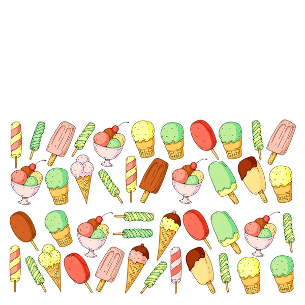 Collection of vector ice creams. Pattern for banners, posters — Stock Vector