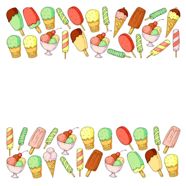 Collection of vector ice creams. Pattern for banners, posters — Stock Vector