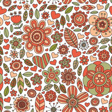 Çiçekler 8 Mart. Karalama deseni. Kadınlar için vektör simgeleri.