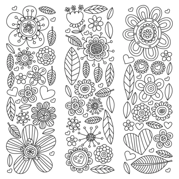 Bloemen 8 maart. Doodle patroon. Vector iconen voor vrouwen. — Stockvector