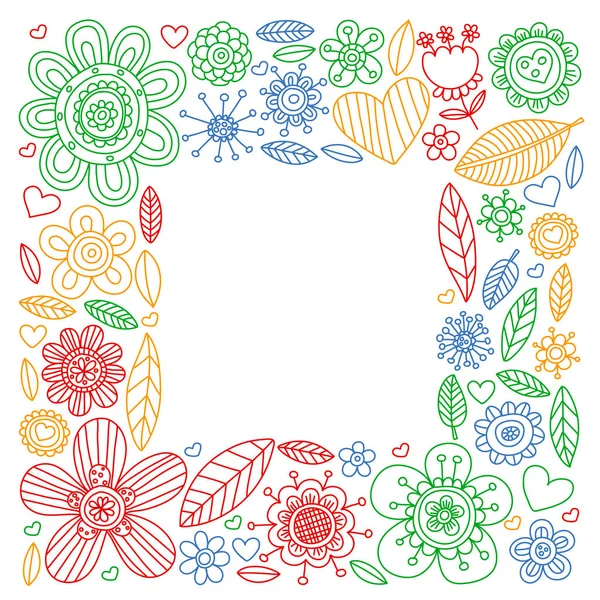 Flowers March 8. Doodle pattern. Vector icons for women. — Stock Vector