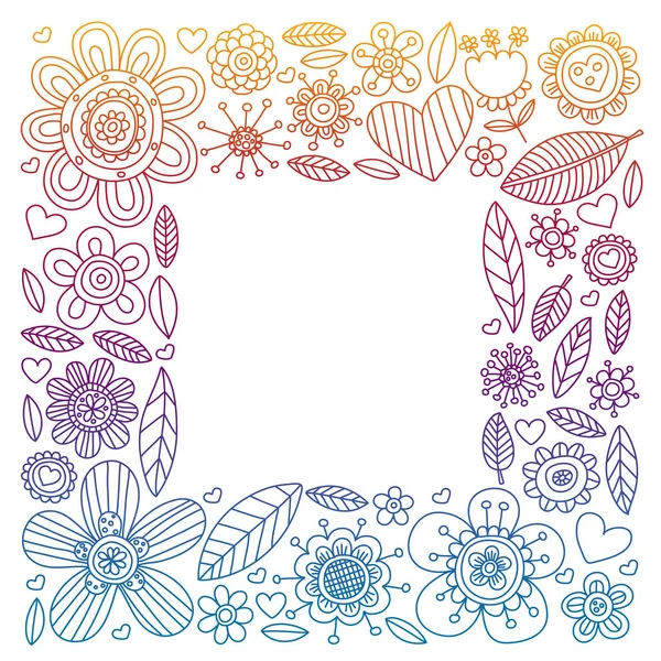 Flowers March 8. Doodle pattern. Vector icons for women. — Stock Vector