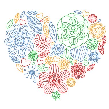 Çiçekler 8 Mart. Karalama deseni. Kadınlar için vektör simgeleri.