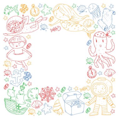 Çocuklarla dalış kalıbı. Ahtapot, balina. Korsanlar ve hazinelerle dolu bir yaz macerası. Su altında..