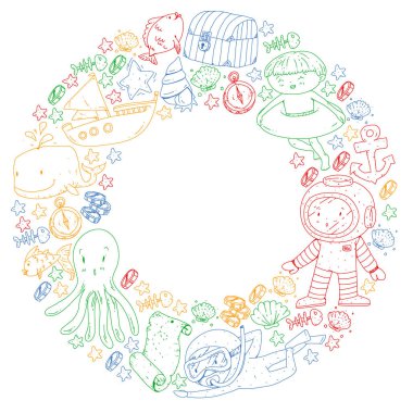 Çocuklarla dalış kalıbı. Ahtapot, balina. Korsanlar ve hazinelerle dolu bir yaz macerası. Su altında..