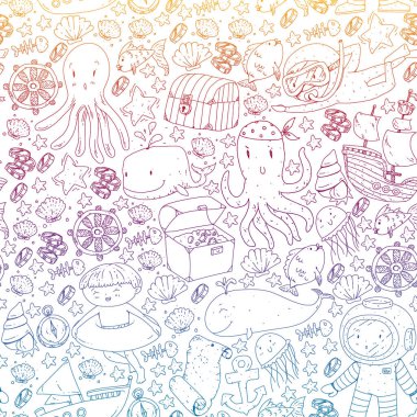 Çocuklarla dalış kalıbı. Ahtapot, balina. Korsanlar ve hazinelerle dolu bir yaz macerası. Yüzme ve sualtı macerası.