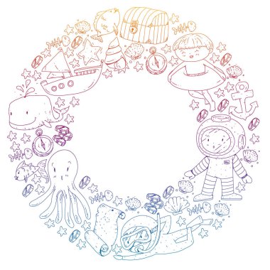 Çocuklarla dalış kalıbı. Ahtapot, balina. Korsanlar ve hazinelerle dolu bir yaz macerası. Yüzme ve sualtı macerası.