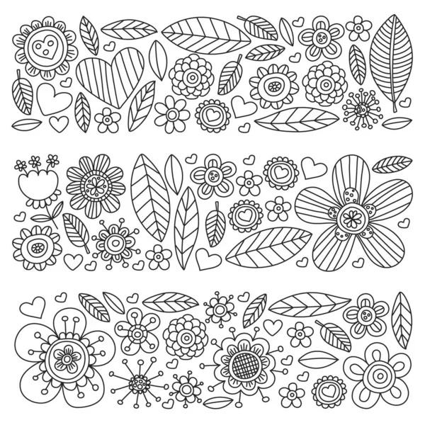 Flores 8 de marzo. Patrón Doodle. Iconos vectoriales para mujeres. — Archivo Imágenes Vectoriales
