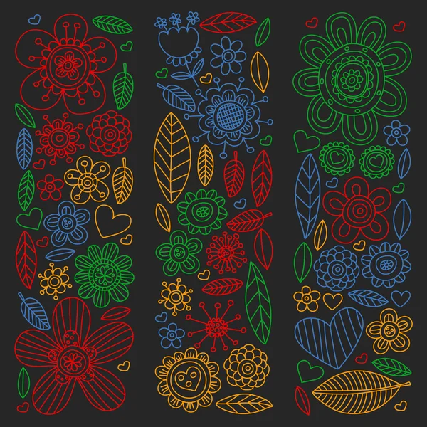 Blumen am 8. März. Doodle-Muster. Vektor-Symbole für Frauen. — Stockvektor