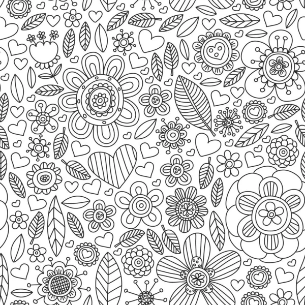 Fiori 8 marzo. Schema Doodle. Icone vettoriali per donne. — Vettoriale Stock