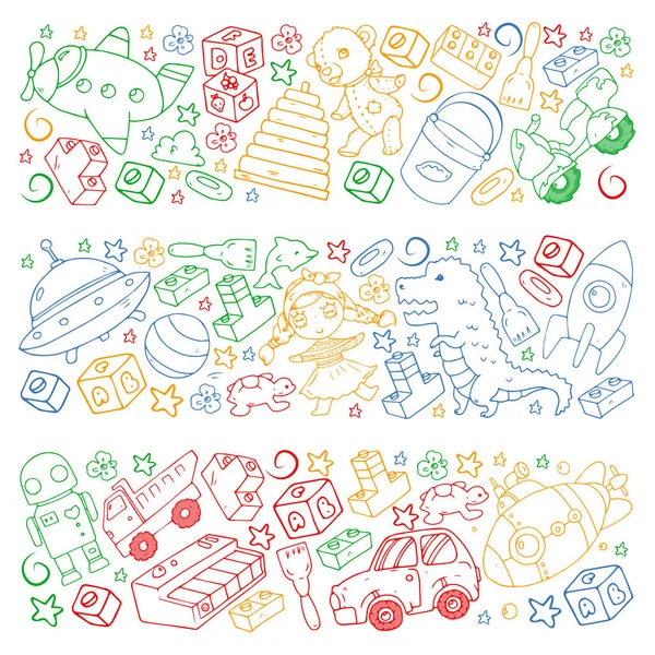 Funny characters and doodles collection. Vector illustration. for the  design of t-shirts, children s clothing, fabrics, games, applications, the  idea of a soft toy, the design of dishes and mugs Stock Vector