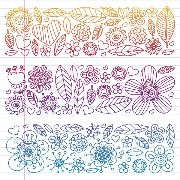 Fleurs 8 mars. Doodle motif floral. Icônes vectorielles pour femmes. — Image vectorielle