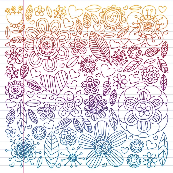 Flores 8 de marzo. Doodle patrón floral. Iconos vectoriales para mujeres. — Vector de stock