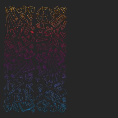 Geri okul vektör desene. Çocuklar için eğitim simgeler.