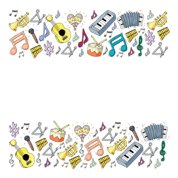 Music background for patterns. Vector illustration with musical instruments. — Stock Vector