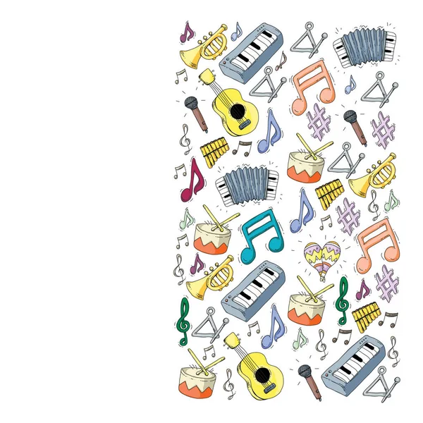 Fond musical pour motifs. Illustration vectorielle avec instruments de musique . — Image vectorielle